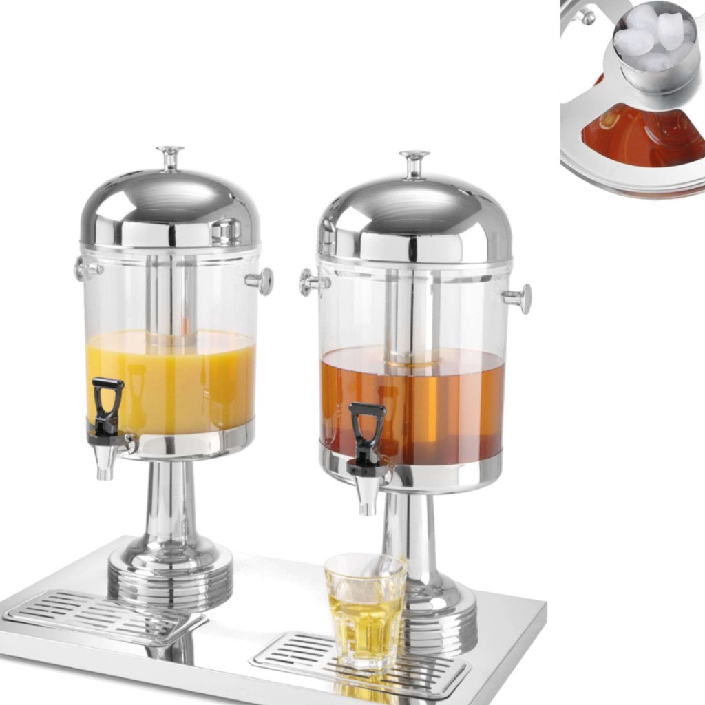 Refrigerated beverage juice dispenser double 2 x 8L