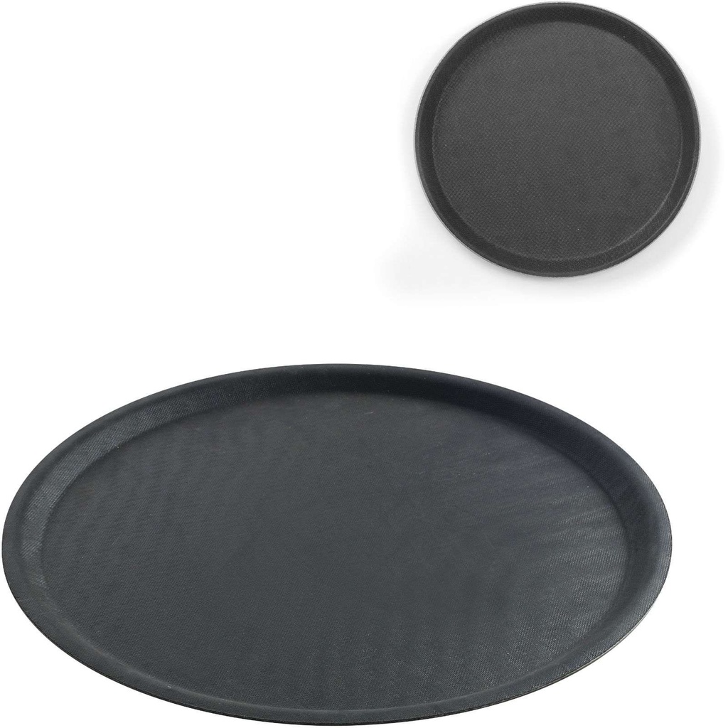Non-slip waiter's tray round diameter 28cm - black.