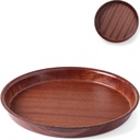 Non-slip deep wooden waiter's tray with rim - round diameter 42cm.