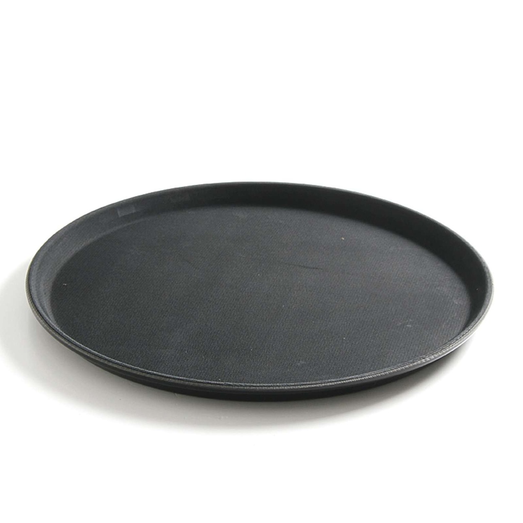 Waiter tray non-slip resistant round diameter 36cm - black.