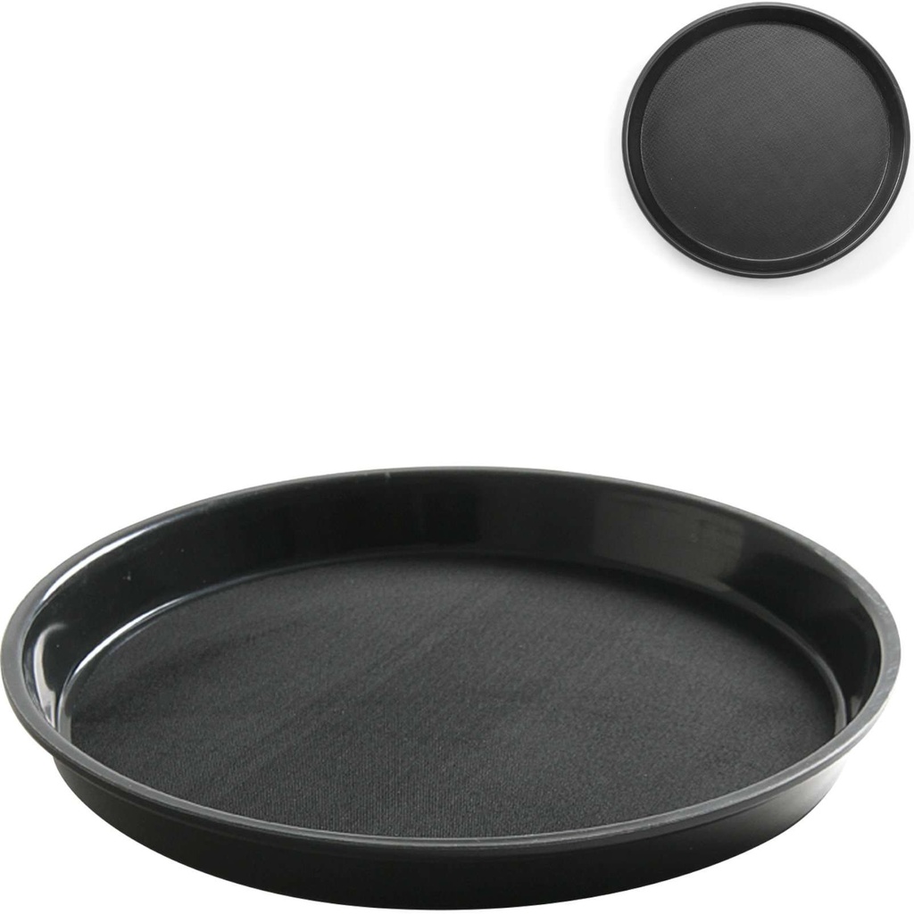 Non-slip resistant round waiter's tray with rim diameter 36cm - black