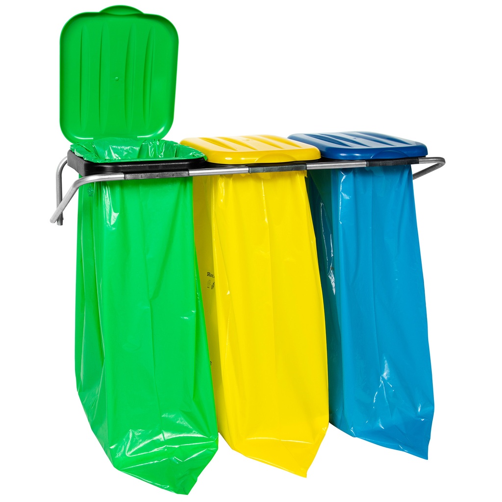 Wall-mounted wall bracket for waste segregation 3 colors - 120L bags