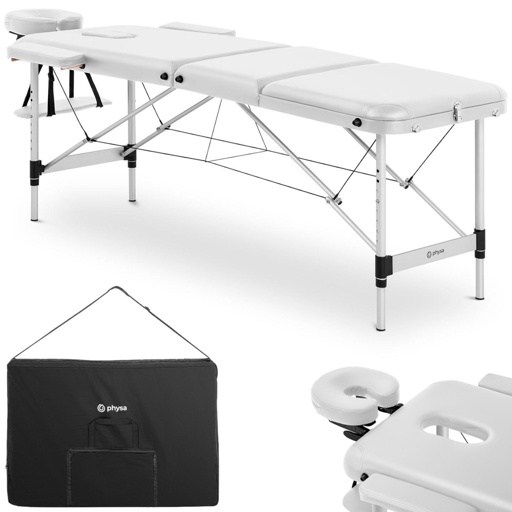 Portable folding massage table bed up to 180kg Bordeux white