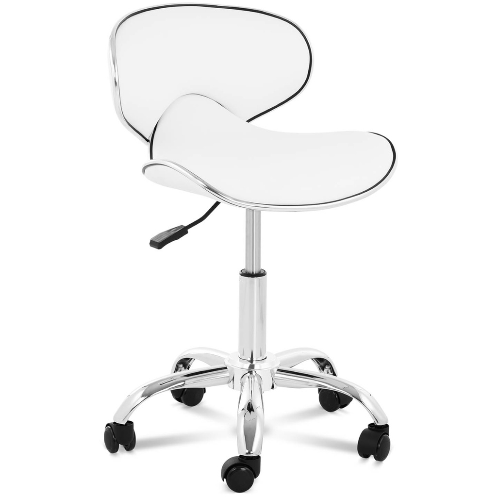 Cosmetic chair on wheels with backrest Munich white