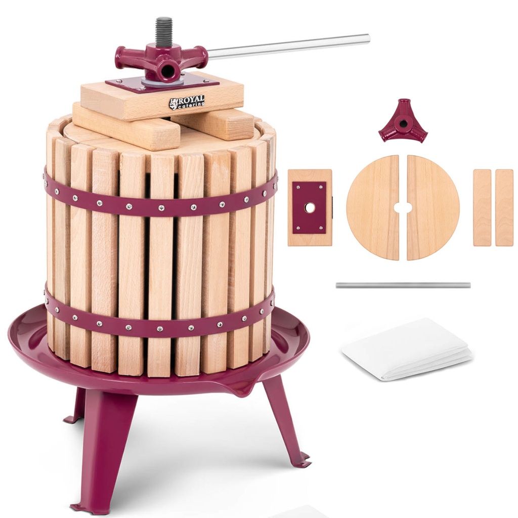 Augļu sulas vīna preses manuālā koka + filtrēšanas soma 12L