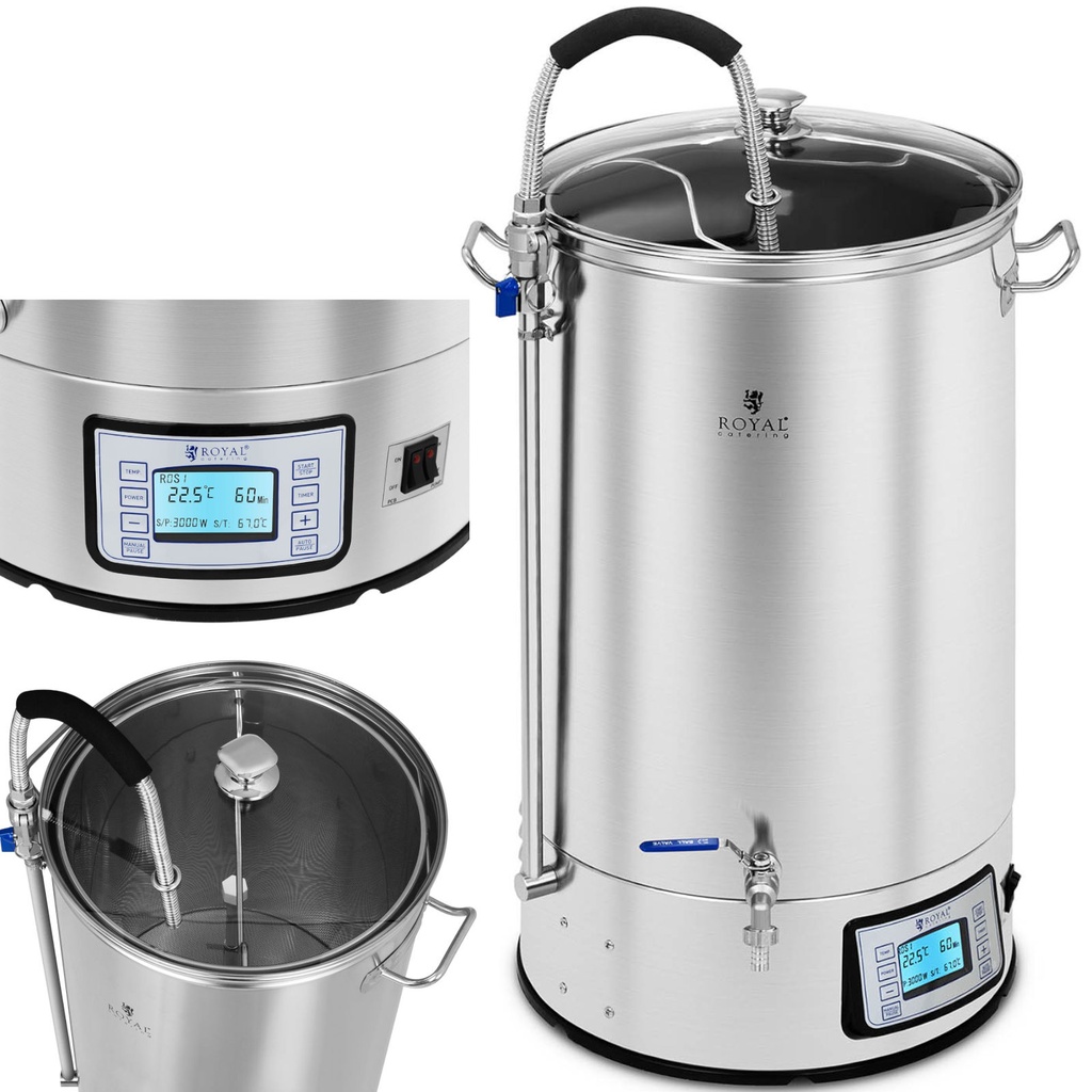 Beer mashing boiler stainless steel 2500W LCD 60L