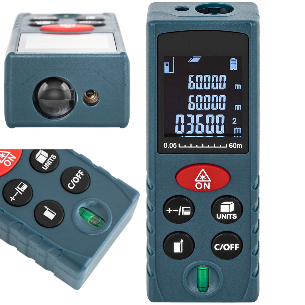 Laser rangefinder with LCD display 60 m / 2 mm