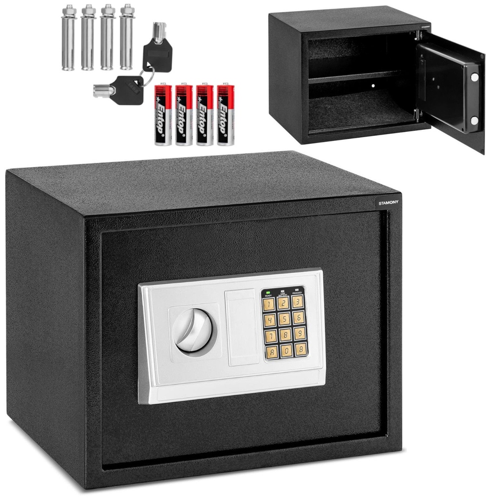 Elektroniskais mājas seifs ar kodu un atslēgu kārbu 38x30x30 cm