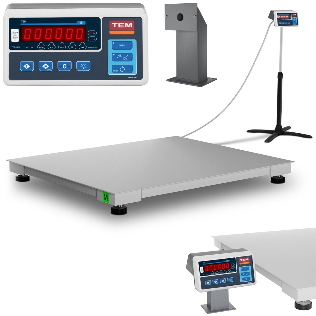 Pramoninės platforminės svarstyklės RS232 sąsaja 600 kg / 0,2 kg LED M LEGALIZAVIMAS