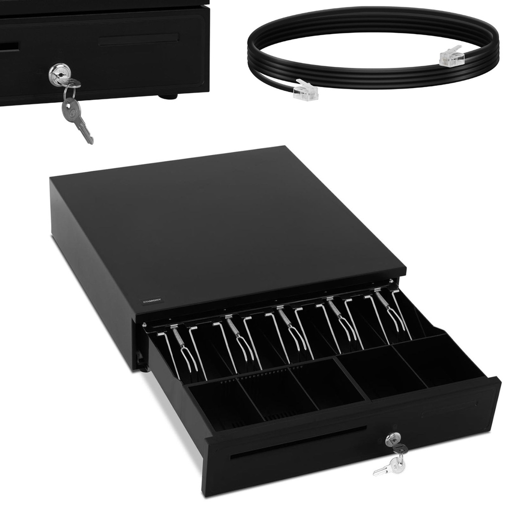 Cash drawer for cash register 3/5 compartments for coins 5 spaces for banknotes