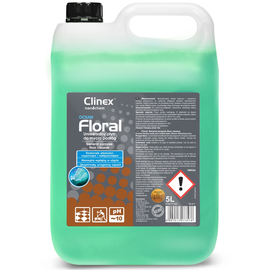Floor cleaner streak-free shine fragrance CLINEX Floral - Ocean 5L