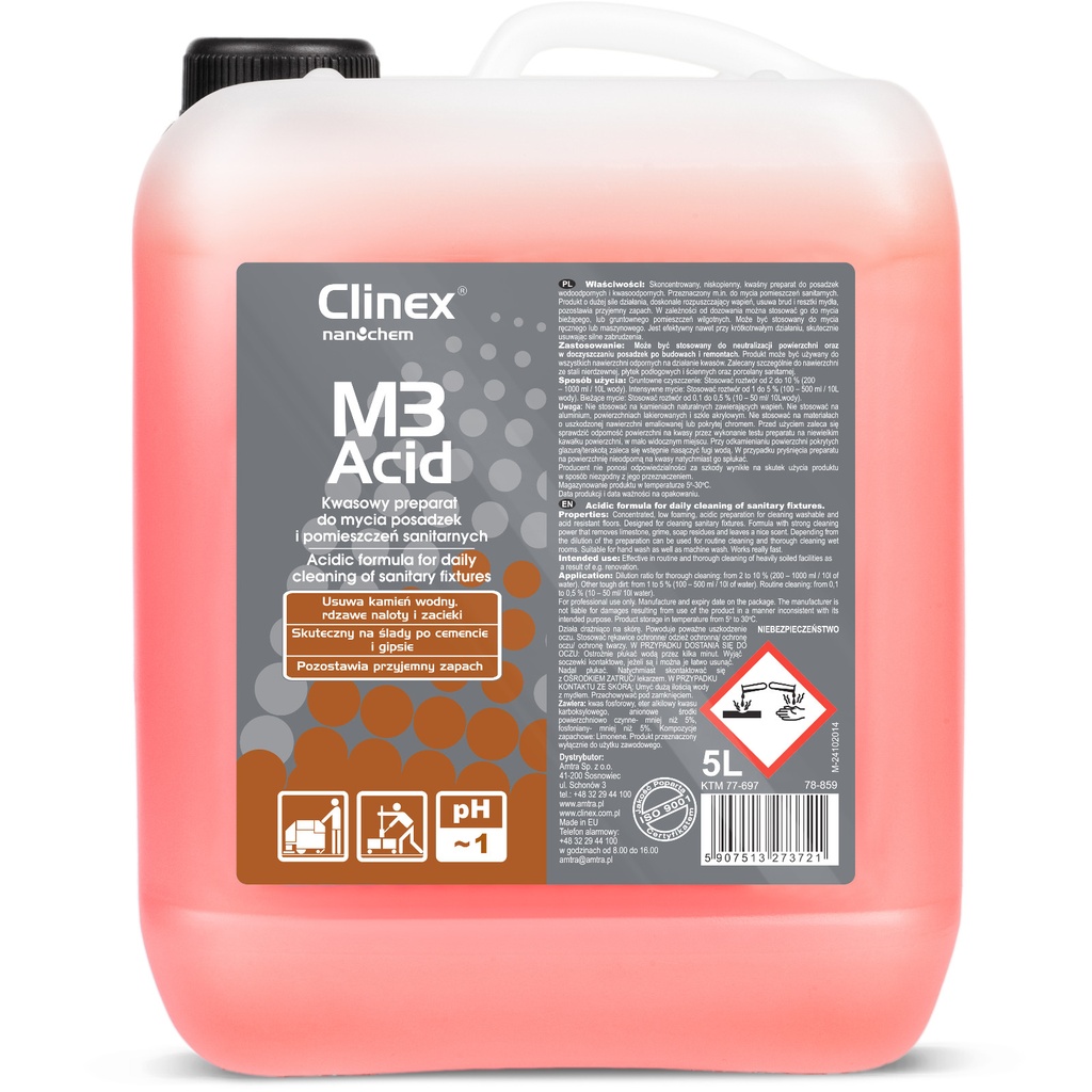 CLINEX M3 Acid Concentrate Bathroom Cleaner for sanitary facilities 5L