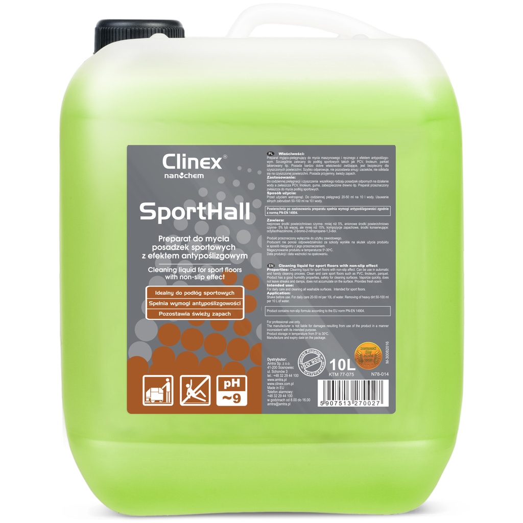 Washing liquid for PVC linoleum parquet in sports halls anti-slip CLINEX SportHall 10L
