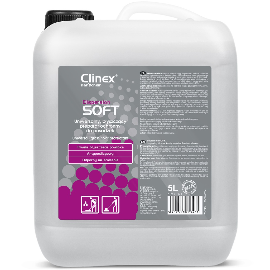 Floor polish vinyl terrazzo tiles concrete PVC CLINEX Dispersion SOFT 5L