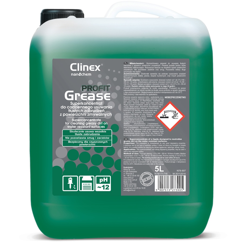Strong concentrate for degreasing and removing greasy dirt CLINEX PROFIT Grease 5L