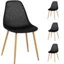 Scandinavian plastic openwork chair with steel legs up to 150 kg 4 pcs black.