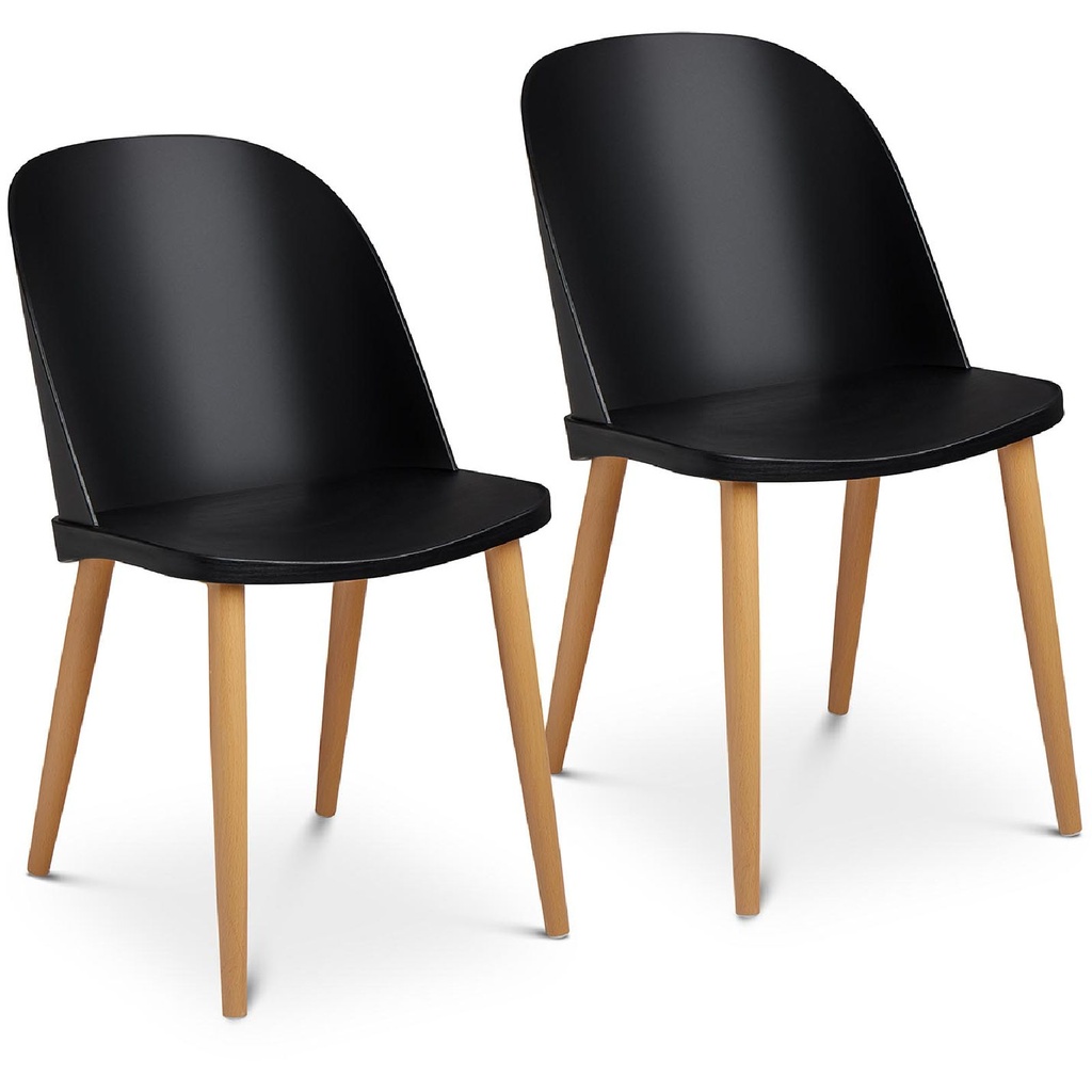 Scandinavian plastic modern chair up to 150 kg 2 pcs black.