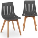 Plastic chair with wooden legs for home office up to 150 kg 2 pcs gray.