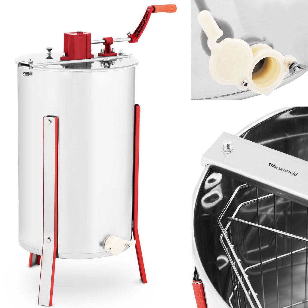 Manual 3-frame stainless steel honey centrifuge