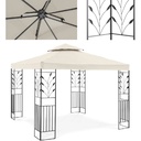 Garden pavilion gazebo with ornament folding 3 x 3 x 2.6 m cream