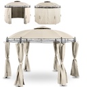 Garden pavilion tent folding gazebo round with walls 3.5 m diameter cream.