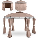 Garden pavilion tent folding gazebo round with walls 3.5 m diameter beige