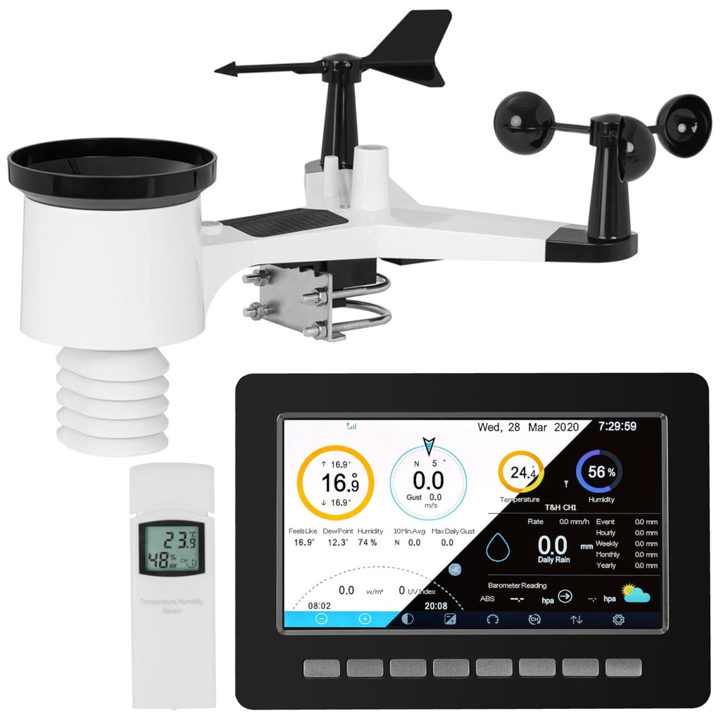 Wireless weather station solar weather station 7in1 LCD WiFi 100m