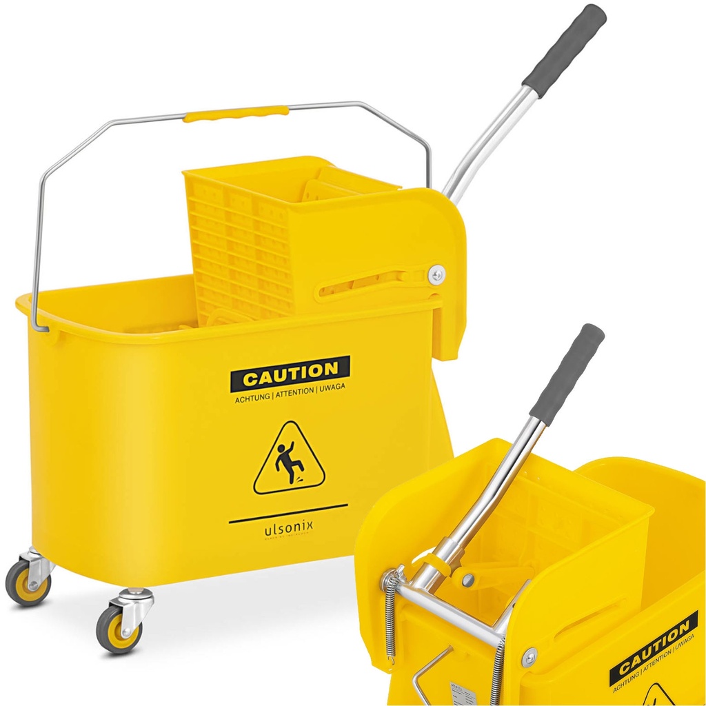 Cleaning cart with mop wringer container with partition 20 l