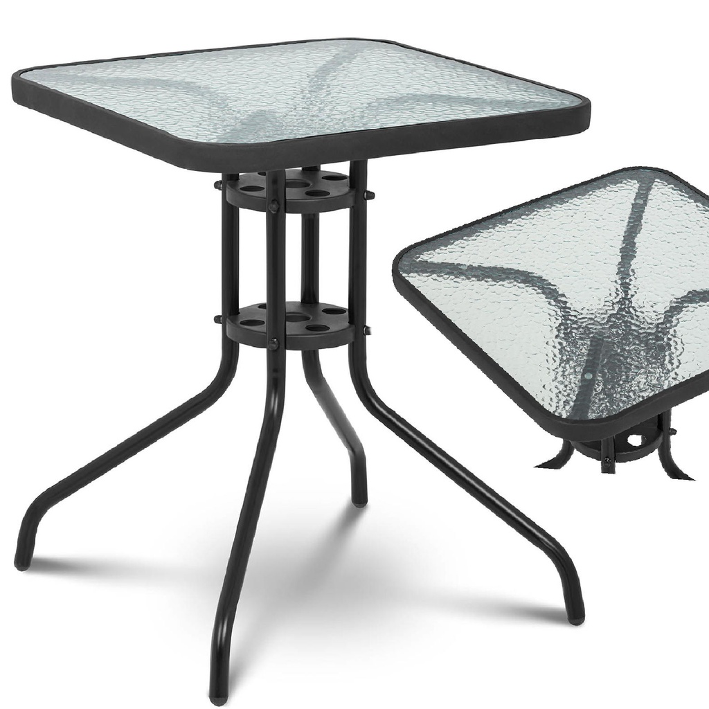Balcony garden coffee table glass square 60x60 cm