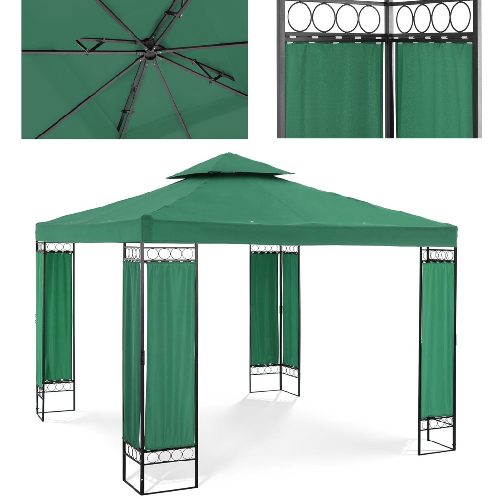 Garden pavilion gazebo folding tent 3 x 3 x 2.6 m green