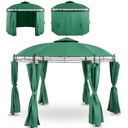 Garden pavilion tent folding gazebo round with walls diameter 3.5 m green.