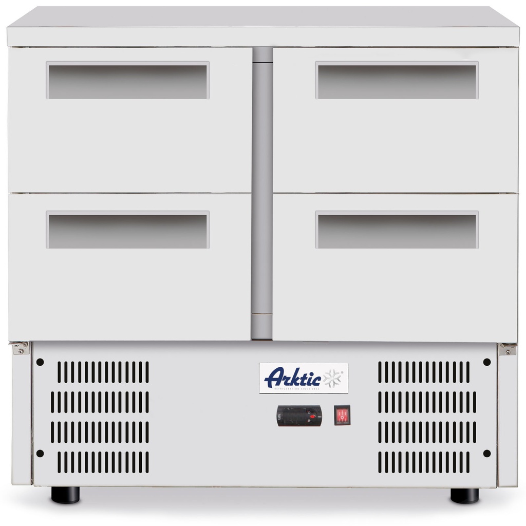 Refrigerated table with work top 4 drawers and bottom unit stainless 247 l - Hendi 236154
