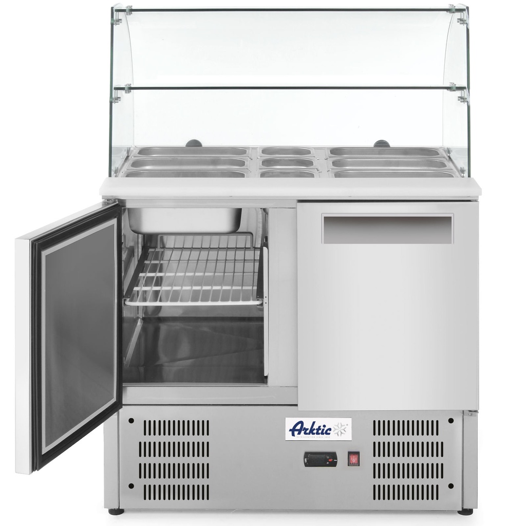 Refrigerated 2-door salad table with glass extension for 2x GN1/1 3x GN 1/6 247 l - Hendi 236185