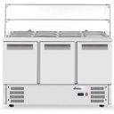 Refrigerated 3-door salad table with glass extension for 4x GN1/1 368 l - Hendi 236192