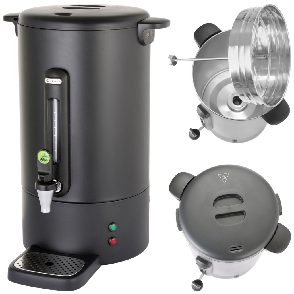 Coffee percolator brewer with non-drip faucet black Concept Line 13 l - Hendi 211489