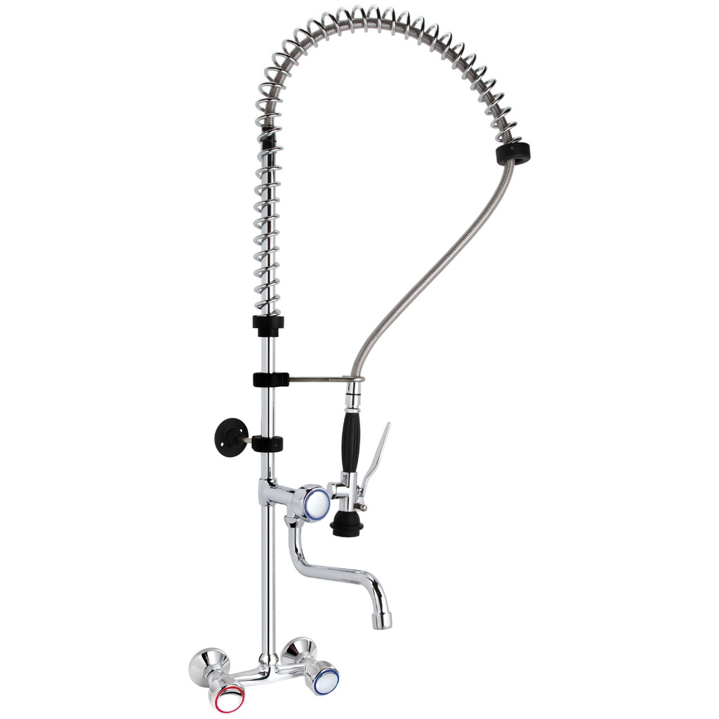 Kitchen faucet with spout and shower for wall mounting height 101 cm - Hendi 810293.