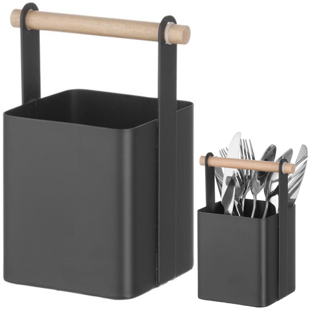 Galda piederumu organizētājs ar koka rokturi 14x10,5x19 cm - Hendi 427064