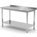 Wall-mounted catering table with rim and shelf 180x70x85 cm - Hendi 812761
