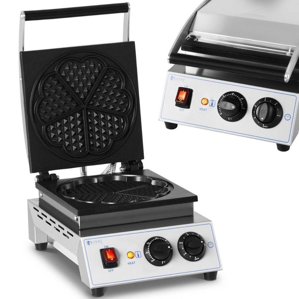 Heart waffle maker for Belgian waffles 23 cm dia TEFLON 1500 W.