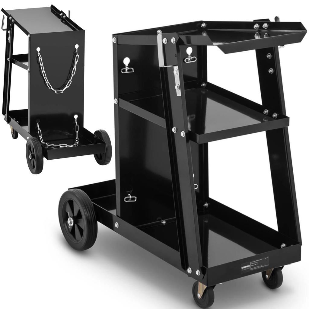 Workshop welding cart with space for gas cylinder 3 shelves up to 80 kg