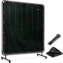 Protective welding curtain screen with frame on wheels 174 x 174 cm - black