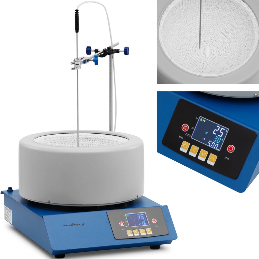 Laboratorijas sildīšanas apvalks ar magnētisko maisītāju + statīvs 5 l 1800 apgr./min 300 C