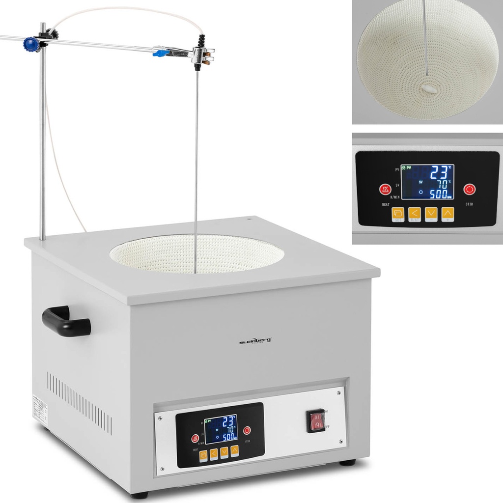 Laboratorijas sildīšanas apvalks ar magnētisko maisītāju + statīvs 10 l 1800 apgr./min 300 C