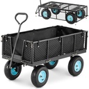 Folding garden cart with tarpaulin for transporting soil fertilizer up to 550 kg