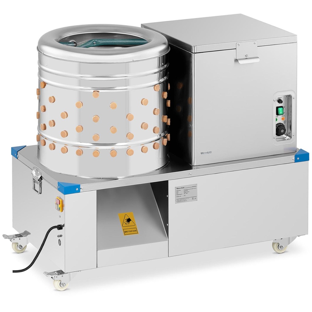 Plucking machine scaler for poultry chickens turkeys 2-in-1 drum diameter 50 cm 55 l 1.5 kW.