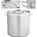 Large steel pot with thick bottom lid for induction gas halogen stove 33 l