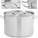 Large steel pot with thick bottom lid for induction gas halogen stove 23 l