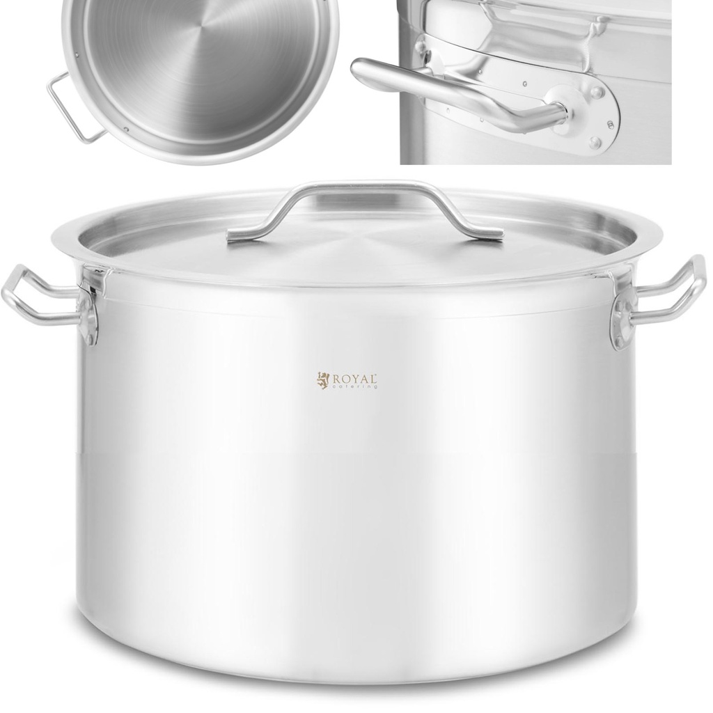 Steel pot with thick bottom lid for induction gas halogen stove 17 l