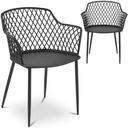 Modern bucket chair with openwork back 2 pcs black.