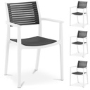 Plastic chair with openwork back for terrace balcony 4 pcs black and white.